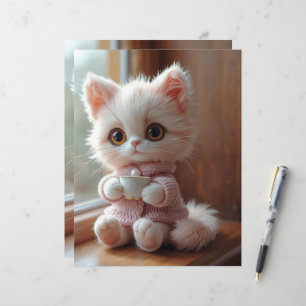 Papier de scrapbook de chat blanc et rose clair Fl