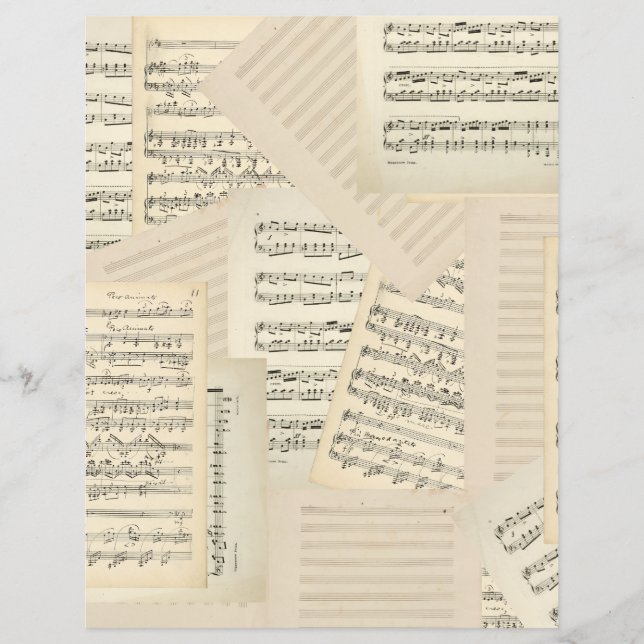 Papier de scrapbook de découpage de musique vintag (Devant)