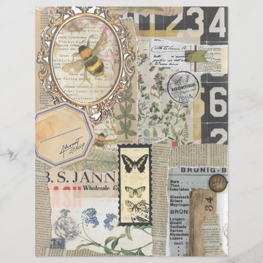 Papier de scrapbook d'éphémère botanique vintage d (Devant)