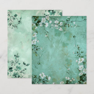 Papier de scrapbook floral botanique vert vintage