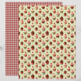 Papier de scrapbook Gâteau aux fraises vintage