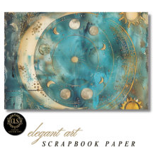 Papier de scrapbook Motif Céleste Soleil et Lune