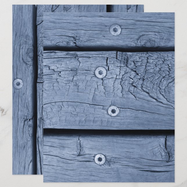 Papier de scrapbook planches de bois bleu fumeux (Devant / Derrière)