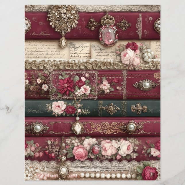 Papier de scrapbook pour journal de junk rouge Bou (Devant)