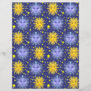 Papier de scrapbook Sun Moon Stars 8,5x11