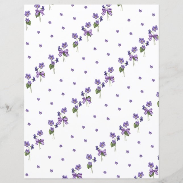 Papier de scrapbook Violettes et Rubans (Devant)