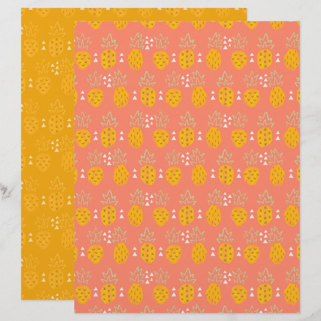 Papier de scrapbooking à l'ananas (Devant / Derrière)