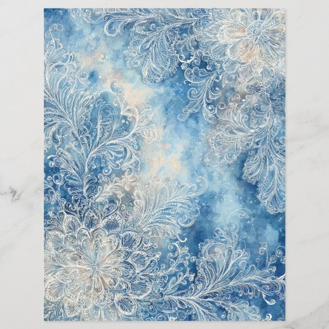 Papier de scrapbooking bleu dentelle (Devant)