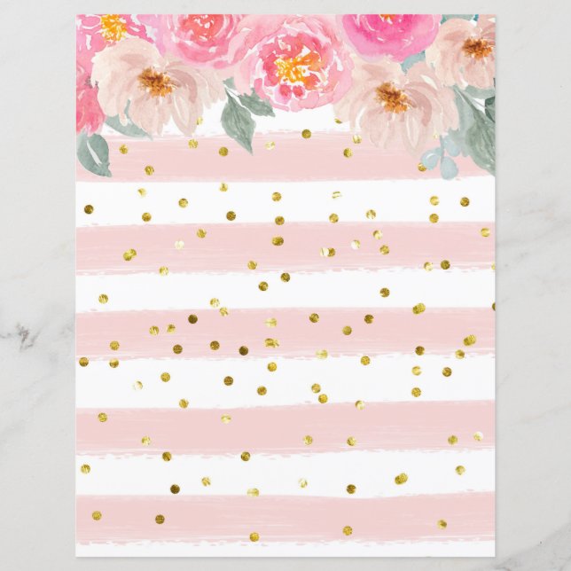 Papier de scrapbooking Confettis dorés/rayures (Devant)