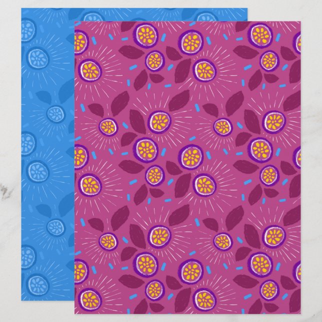 Papier de scrapbooking de fruit de la passion (Devant / Derrière)