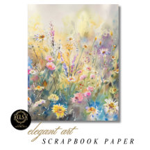 Papier de scrapbooking - Fleurs sauvages aquarelle