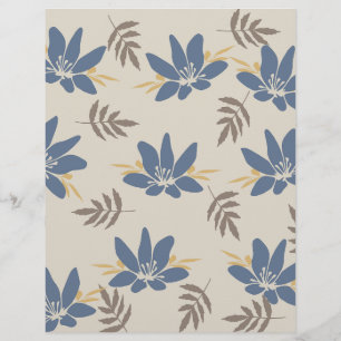 Papier de scrapbooking floral bleu :