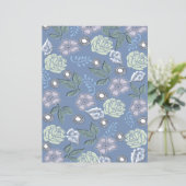 Papier de scrapbooking floral bleu (Debout devant)