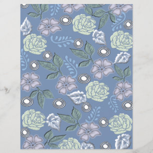 Papier de scrapbooking floral bleu