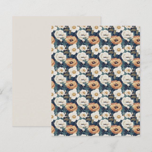 Papier de scrapbooking floral coquelicot orange et (Devant / Derrière)