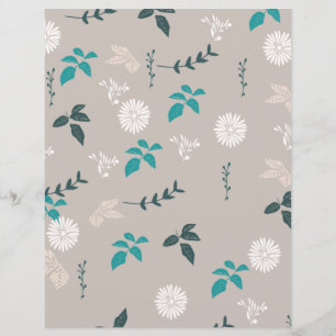 Papier de scrapbooking floral gris