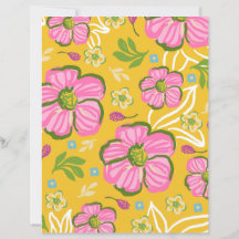Papier de scrapbooking floral jaune d'été