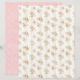 Papier de scrapbooking floral rose Coquette vintag