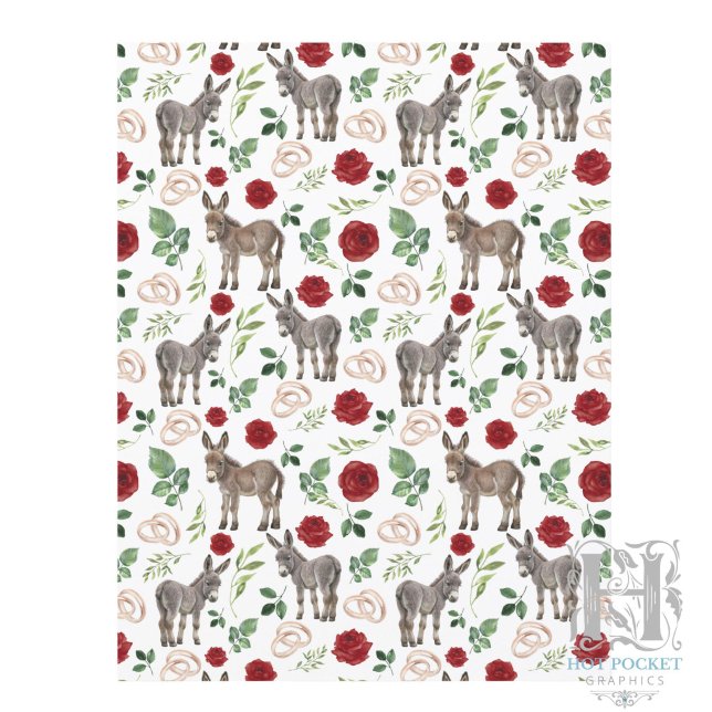 Papier de scrapbooking floral rouge âne rustique (Créateur téléchargé)