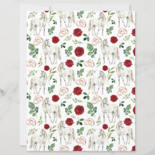 Papier de scrapbooking floral rustique équestre ro