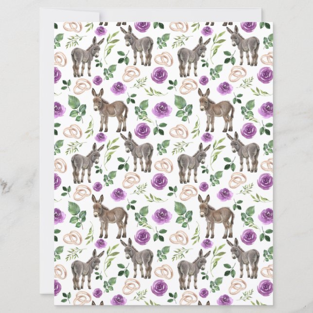 Papier de scrapbooking floral violet âne rustique (Devant)