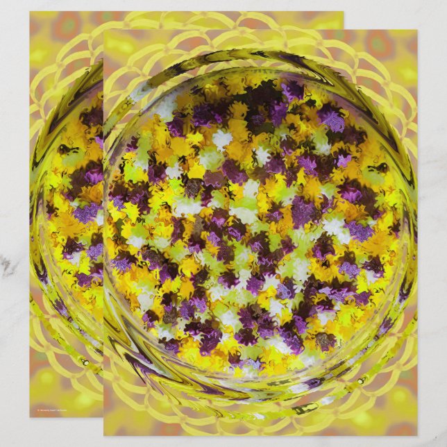 Papier de scrapbooking Potpourri Jaune 2 faces (Devant / Derrière)