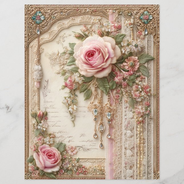 Papier de scrapbooking pour journal vintage de ros (Devant)