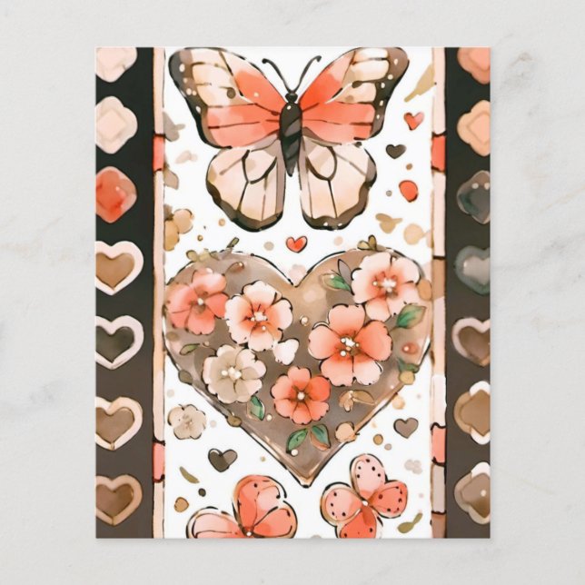 Papier de scrapbooking pour papillons, Coeurs et F (Devant)