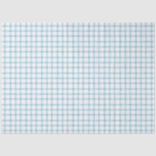 Papier de soie à carreaux bleu ciel 001