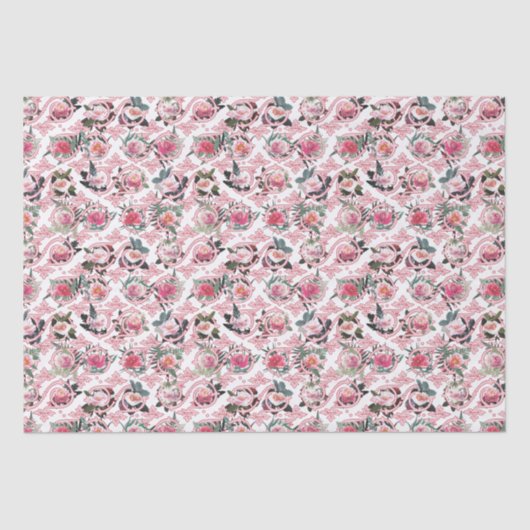 Papier de soie à filigrane floral rose réel (Recto)