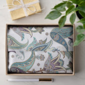 Papier de soie à fleurs bleues Paisley (Cadeau)