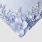 Papier de soie à fleurs ornées bleues avec perles (Détail)