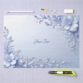 Papier de soie à fleurs ornées bleues avec perles (Artisanat)