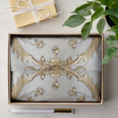 Papier de soie à fleurs ornementales dorées (Cadeau)