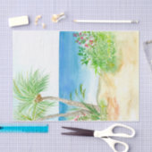 Papier de soie à l'aquarelle Plage tropicale (Artisanat)