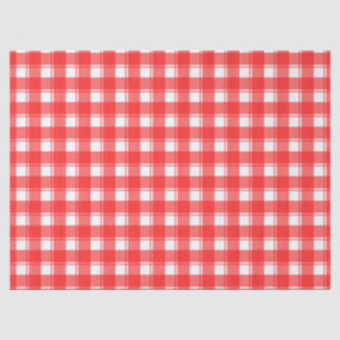 Papier de soie à motif carreaux rouge et blanc