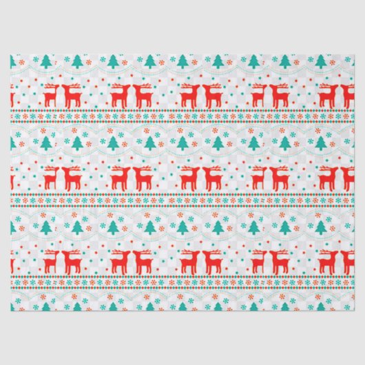 🎁 Papier de soie à motif de rennes de Noël ✨ (Recto)