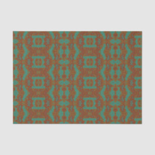 Papier de soie à motif vert émeraude et orange brû