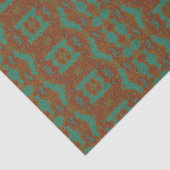 Papier de soie à motif vert émeraude et orange brû (Détail)