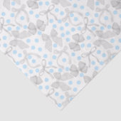 Papier de soie à noeuds gris et points bleus (Détail)