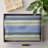 Papier de soie à rayures bleu vert jaune (Cadeau)