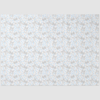 Papier de soie à rubans gris et à pois bleus