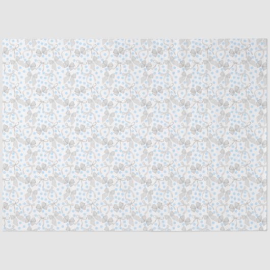 Papier de soie à rubans gris et points bleus (Recto)