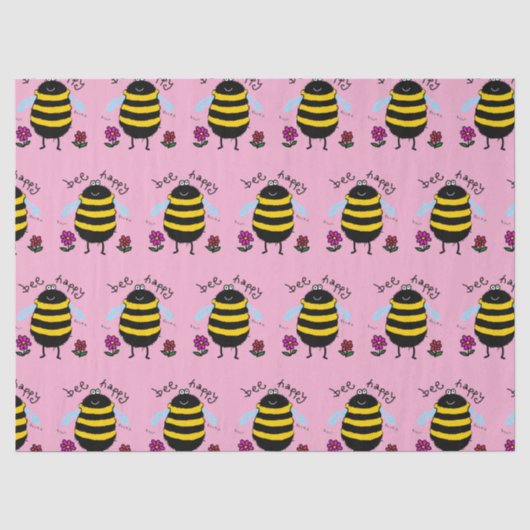 Papier de soie abeille heureuse mignon (Recto)