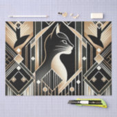 Papier de soie abstrait Chat noir décoratif (Artisanat)