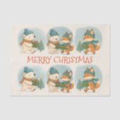Papier de soie animaux Noël cosy (Recto)