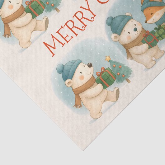 Papier de soie animaux Noël cosy (Détail)