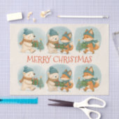 Papier de soie animaux Noël cosy (Artisanat)