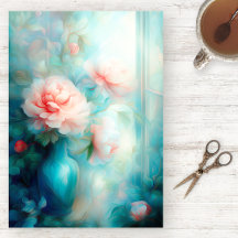 Papier de soie aquarelle floral rempli de lumière