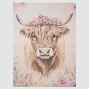 Papier de soie aquarelle vache des Highlands Fleur